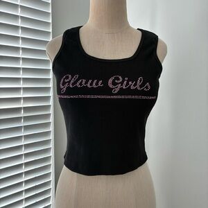 Y2K Hussled Glow Girls Sequined Ribbed Cropped Tank Top